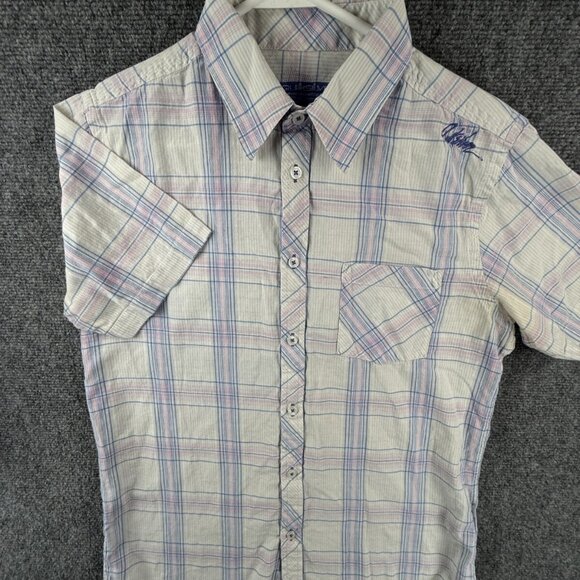 Quiksilver Quicksilver Button Up Skater Woven Plaid Short Sleeve Med Mid Fit - Picture 1 of 13